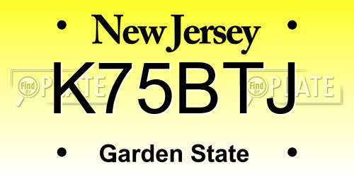 K75BTJ New Jersey License Plate