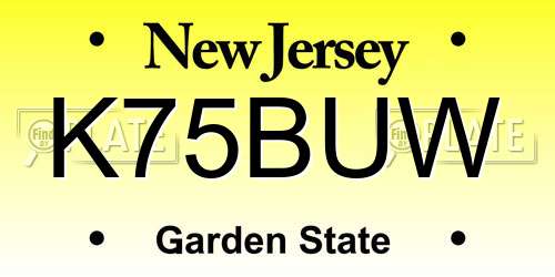 K75BUW New Jersey License Plate