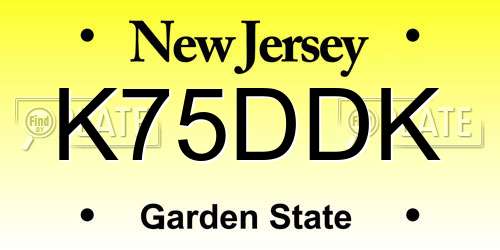 K75DDK New Jersey License Plate