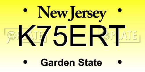 K75ERT New Jersey License Plate