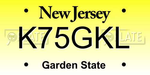 K75GKL New Jersey License Plate