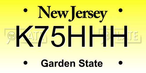 K75HHH New Jersey License Plate