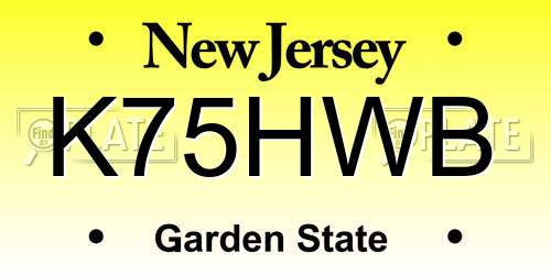 K75HWB New Jersey License Plate