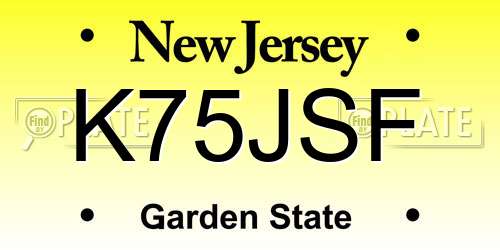 K75JSF New Jersey License Plate