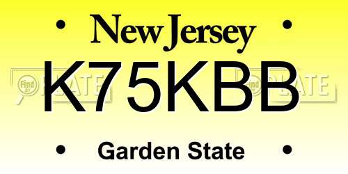 K75KBB New Jersey License Plate