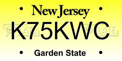 K75KWC New Jersey License Plate