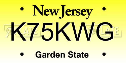 K75KWG New Jersey License Plate