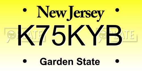 K75KYB New Jersey License Plate