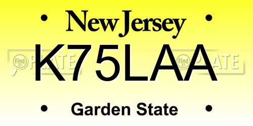 K75LAA New Jersey License Plate