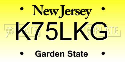 K75LKG New Jersey License Plate