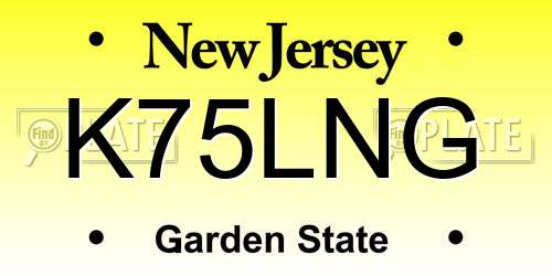 K75LNG New Jersey License Plate