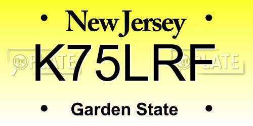 K75LRF New Jersey License Plate