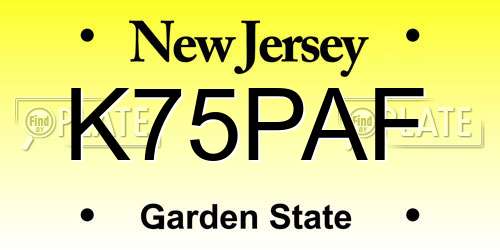 K75PAF New Jersey License Plate