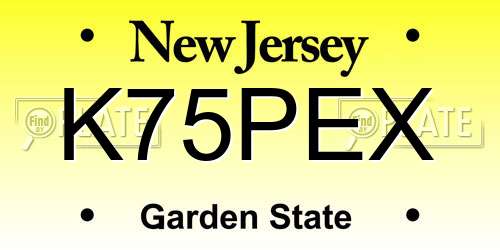 K75PEX New Jersey License Plate