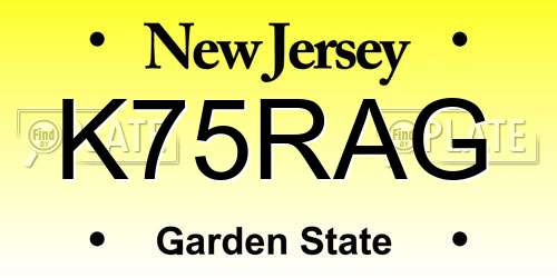 K75RAG New Jersey License Plate