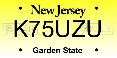 K75UZU New Jersey License Plate