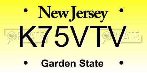 K75VTV New Jersey License Plate