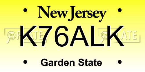 K76ALK New Jersey License Plate