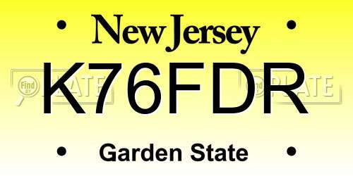 K76FDR New Jersey License Plate