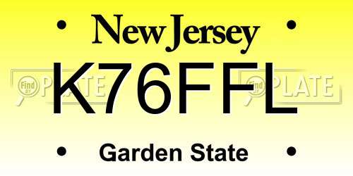K76FFL New Jersey License Plate