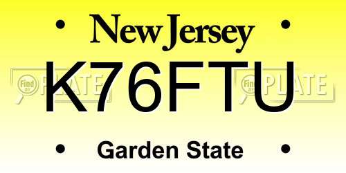 K76FTU New Jersey License Plate