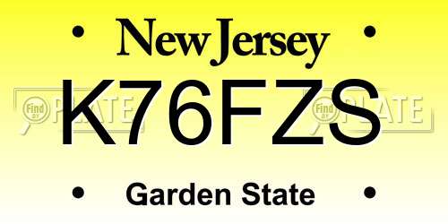 K76FZS New Jersey License Plate