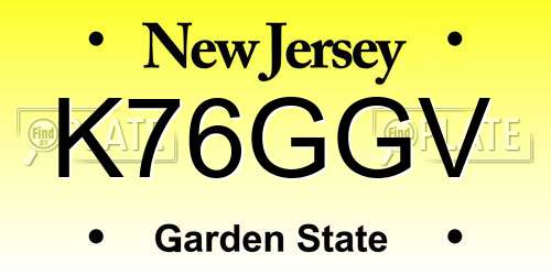 K76GGV New Jersey License Plate