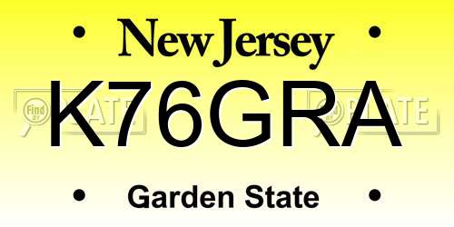 K76GRA New Jersey License Plate