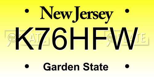 K76HFW New Jersey License Plate