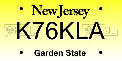 K76KLA New Jersey License Plate