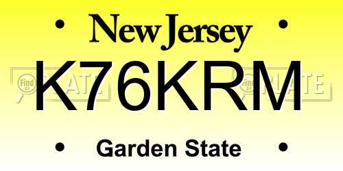 K76KRM New Jersey License Plate