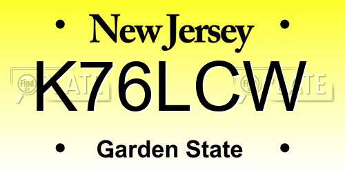 K76LCW New Jersey License Plate