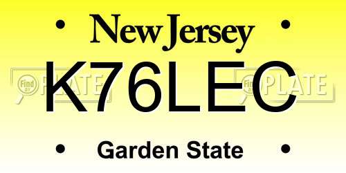 K76LEC New Jersey License Plate