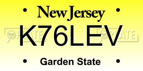 K76LEV New Jersey License Plate