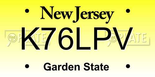 K76LPV New Jersey License Plate
