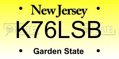 K76LSB New Jersey License Plate