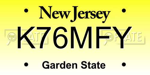 K76MFY New Jersey License Plate