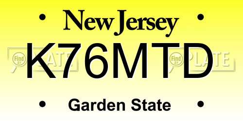 K76MTD New Jersey License Plate