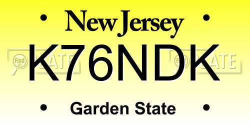 K76NDK New Jersey License Plate