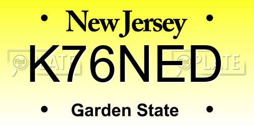 K76NED New Jersey License Plate