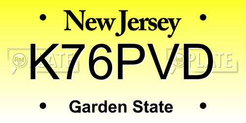 K76PVD New Jersey License Plate