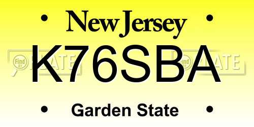 K76SBA New Jersey License Plate