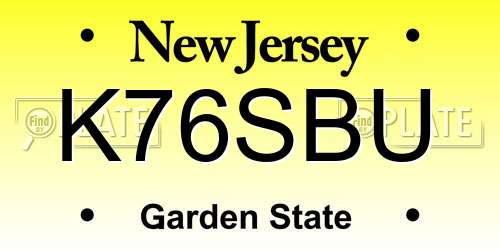 K76SBU New Jersey License Plate