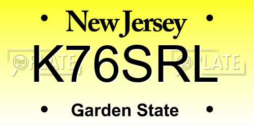 K76SRL New Jersey License Plate