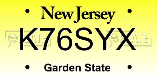 K76SYX New Jersey License Plate