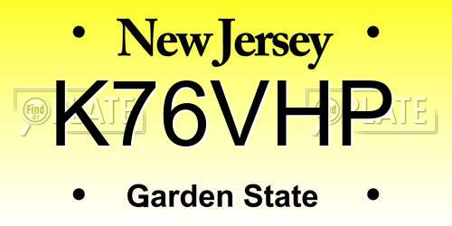 K76VHP New Jersey License Plate
