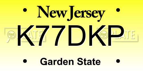 K77DKP New Jersey License Plate