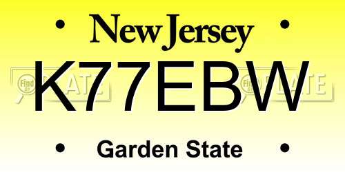 K77EBW New Jersey License Plate
