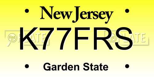 K77FRS New Jersey License Plate