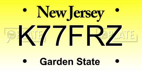 K77FRZ New Jersey License Plate